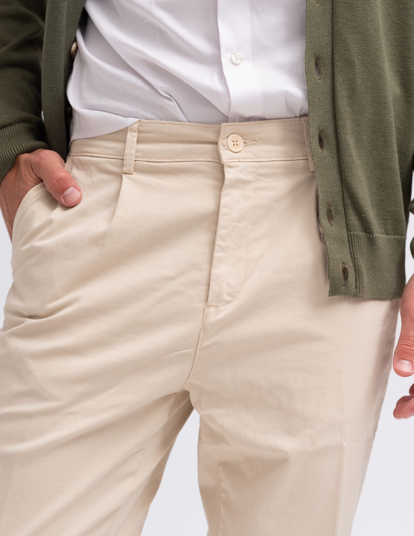 Old Money Light Beige Cropped Chino Pants