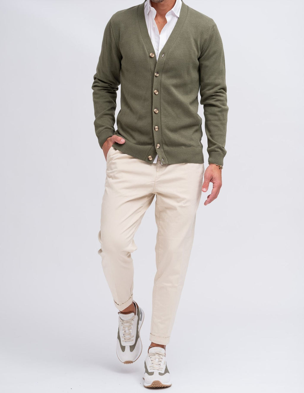 Old Money Light Beige Cropped Chino Pants