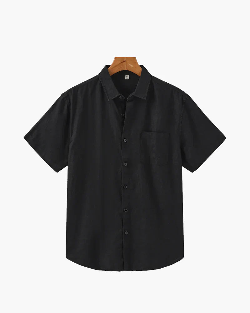 Classic Old Money Men’s Summer Linen Shirt – Short Sleeve