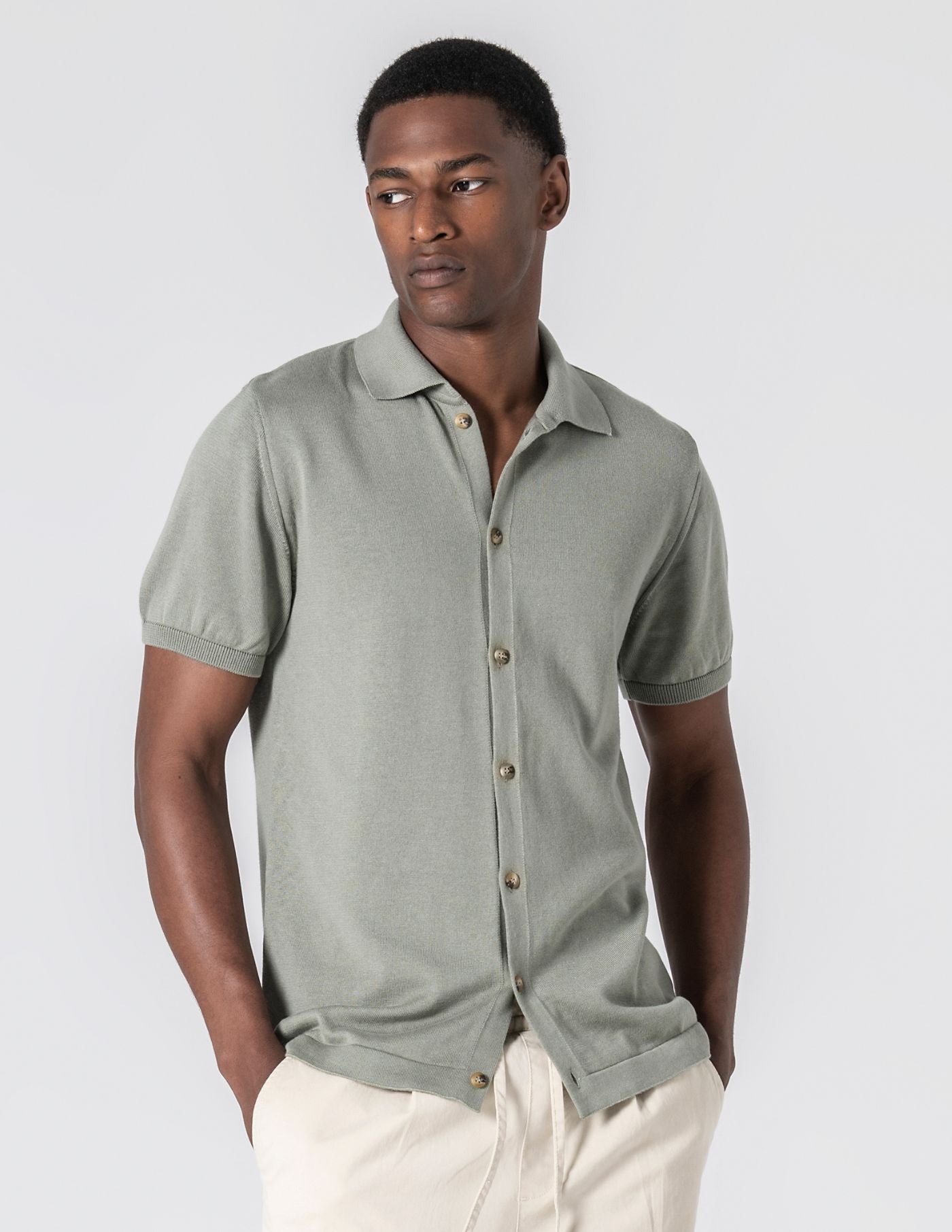 Old Money Pistachio Polo Elegant Slim Fit