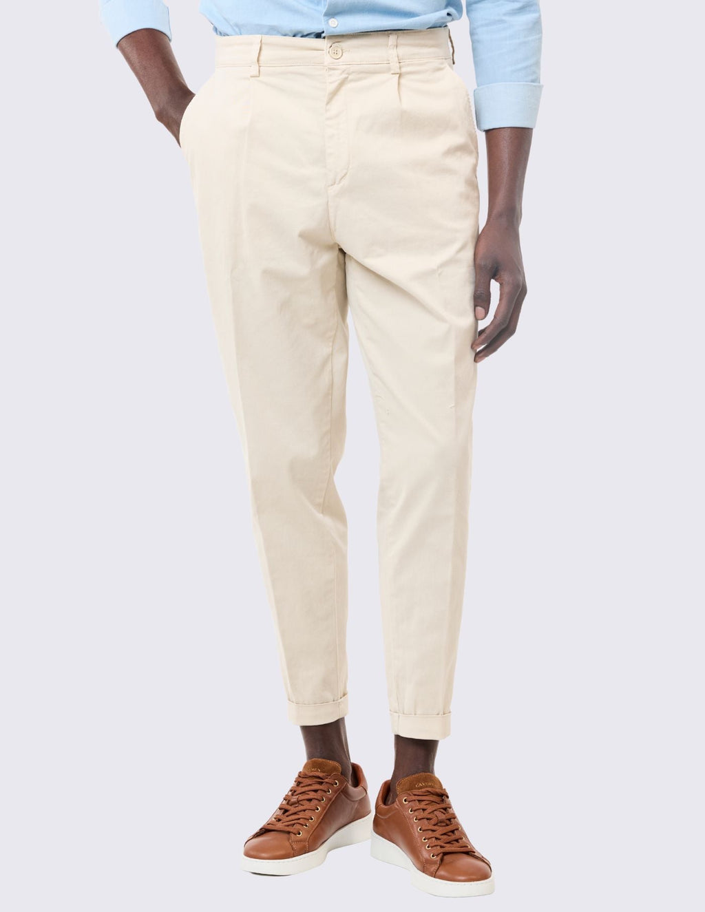 Old Money Light Beige Cropped Chino Pants