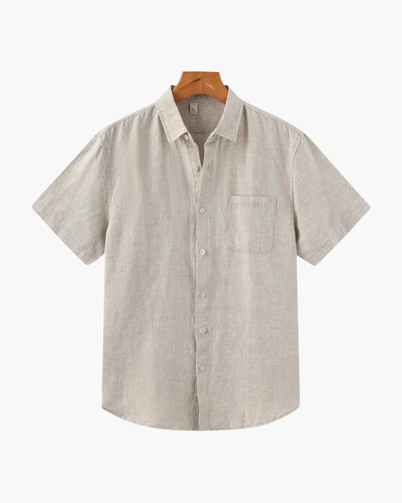 Classic Old Money Men’s Summer Linen Shirt – Short Sleeve