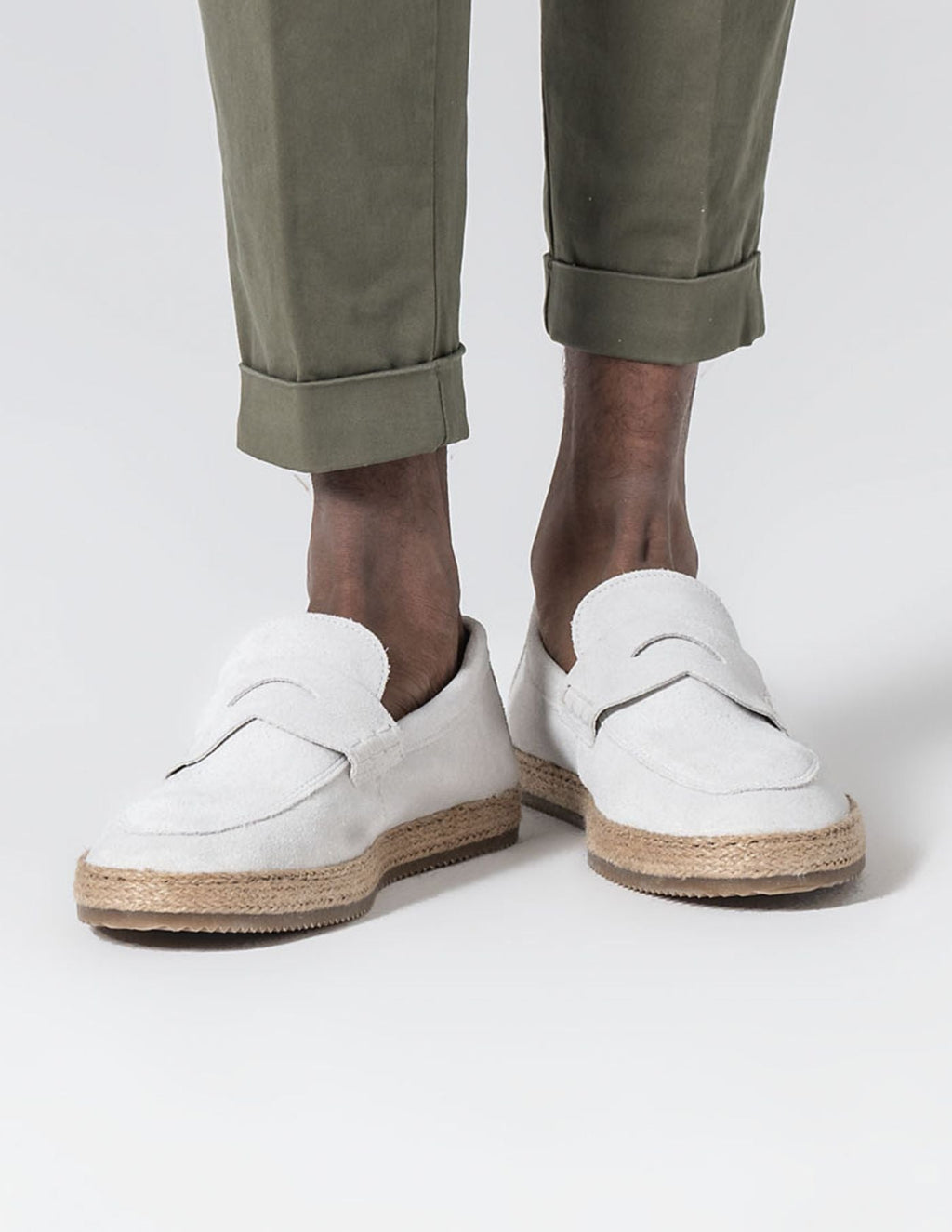 Old Money Ice Raffia Suede Loafers