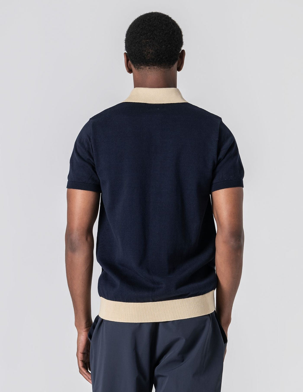 Old Money Two-Tone Crochet Knit Shirt-Collar Polo