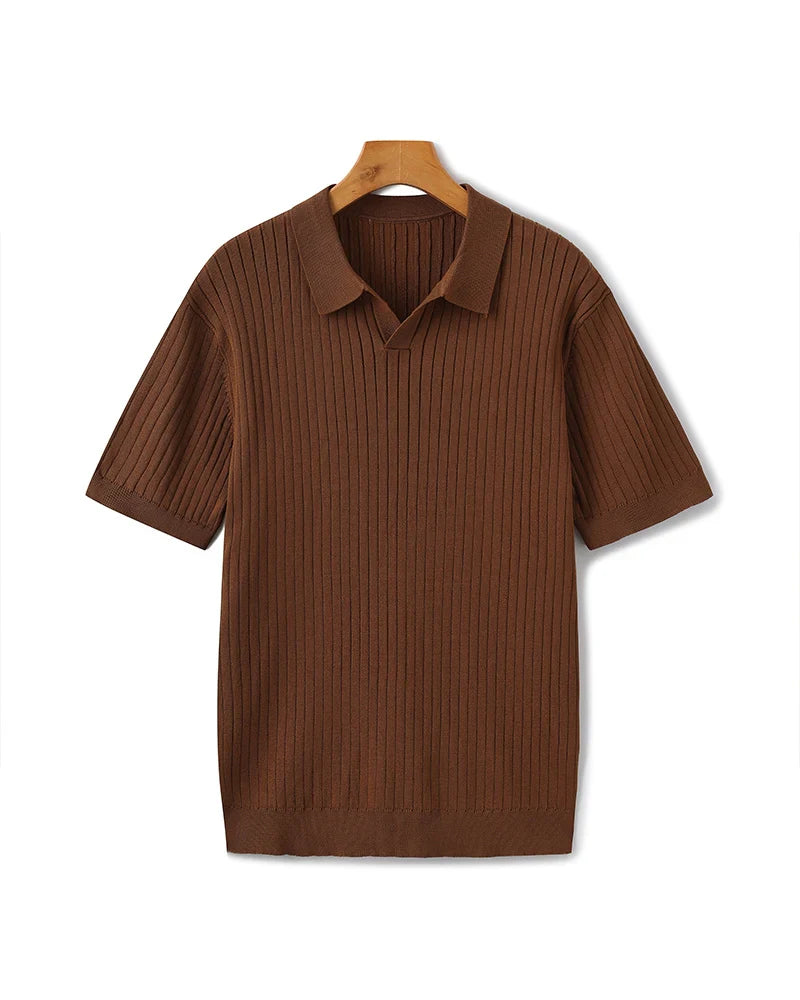 Classic Old Money Premium Ribbed Polo Shirt
