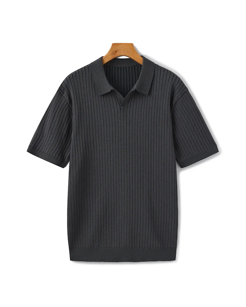 Classic Old Money Premium Ribbed Polo Shirt