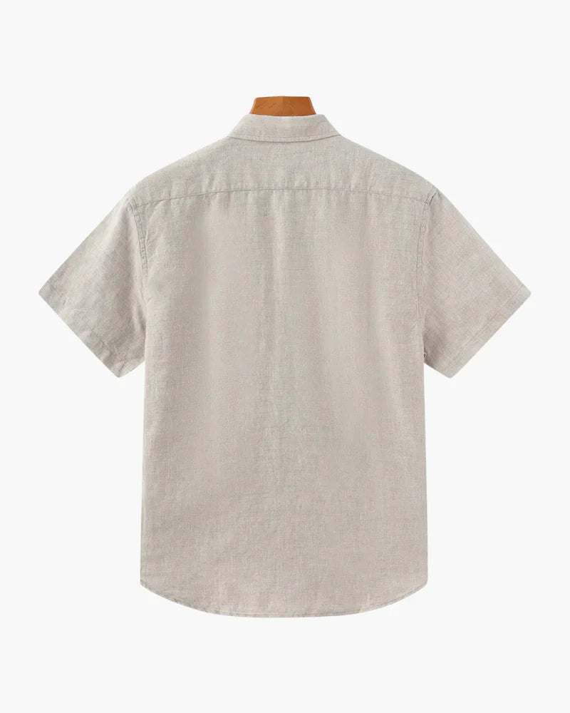 Classic Old Money Men’s Summer Linen Shirt – Short Sleeve