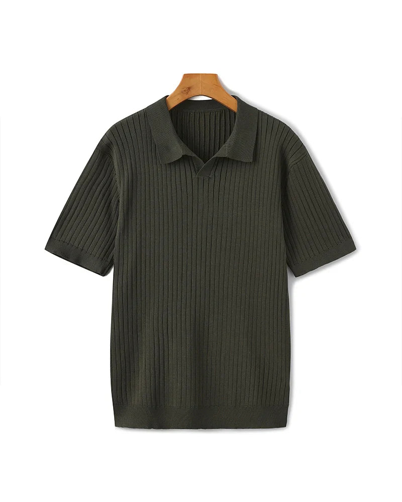 Classic Old Money Premium Ribbed Polo Shirt