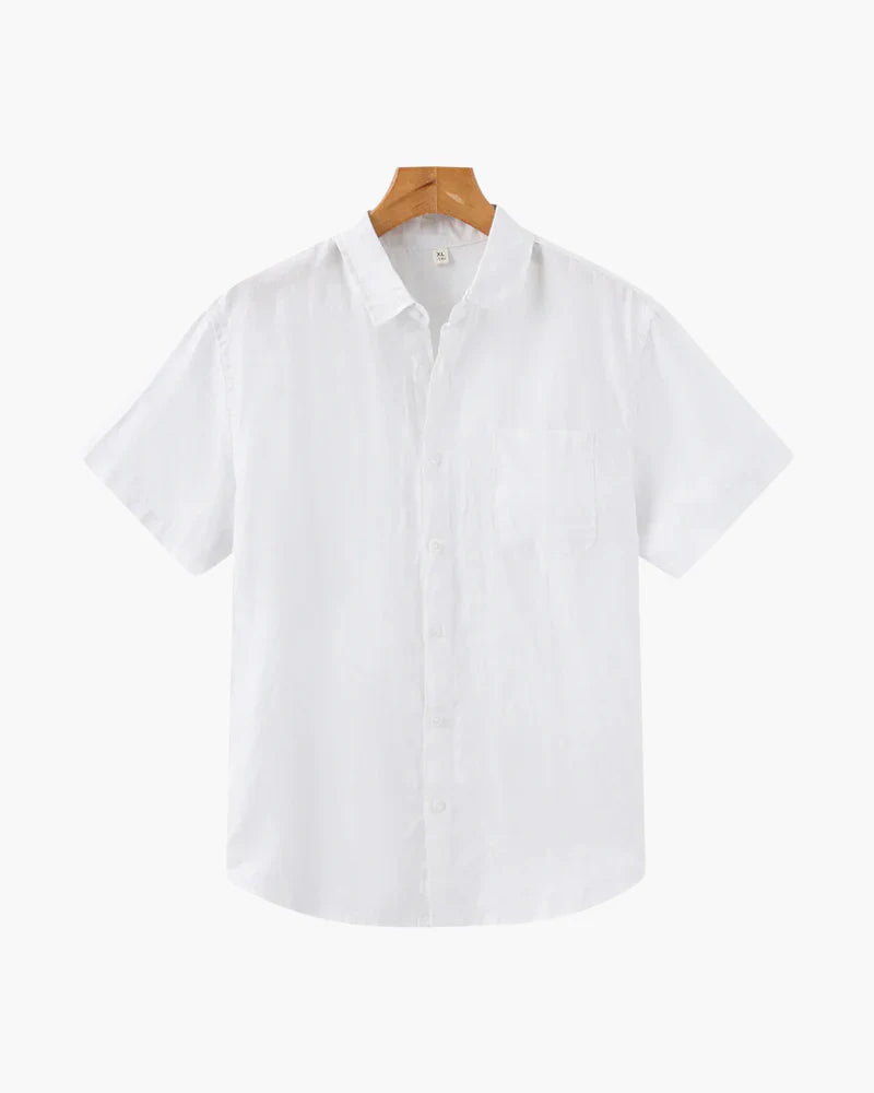 Classic Old Money Men’s Summer Linen Shirt – Short Sleeve