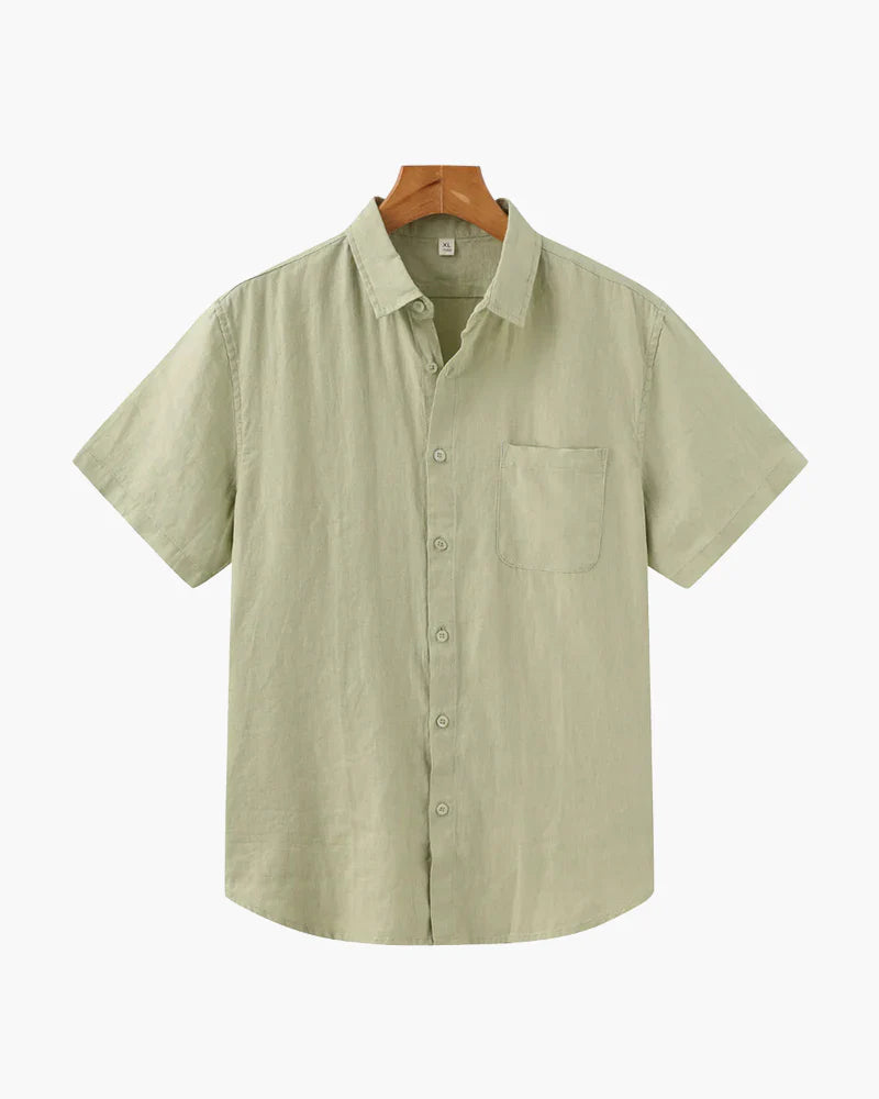Classic Old Money Men’s Summer Linen Shirt – Short Sleeve